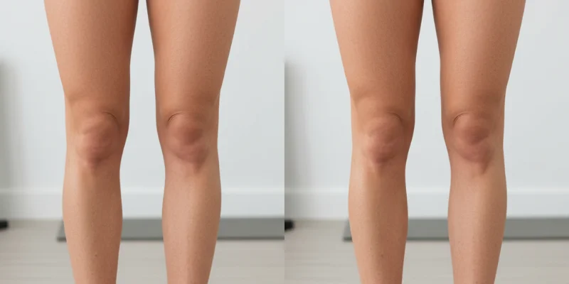 実践前と実践後の脚の写真を並べて比較。変化が分かりやすいように撮影されている。