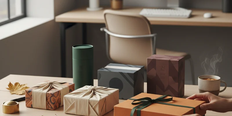 様々なパッケージが美しく並べられた様子。上品で洗練された雰囲気を演出。