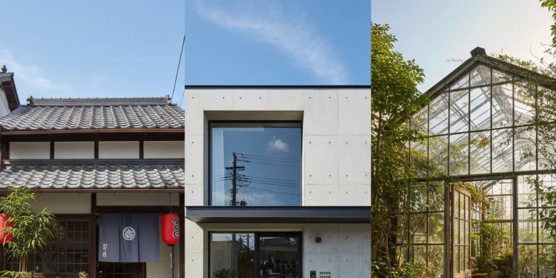 異なる雰囲気の複数のスタジオの外観写真（例：伝統的なスタジオ、モダンなスタジオ、自然光が豊富なスタジオなど）