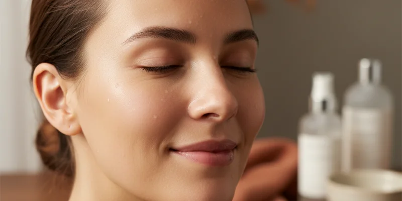 乾燥した肌にオイルを塗布し、肌の潤いを取り戻す様子。オイルを塗布する前のゴワゴワした肌と、塗布後のふっくらとした肌の質感の違いを表す写真。