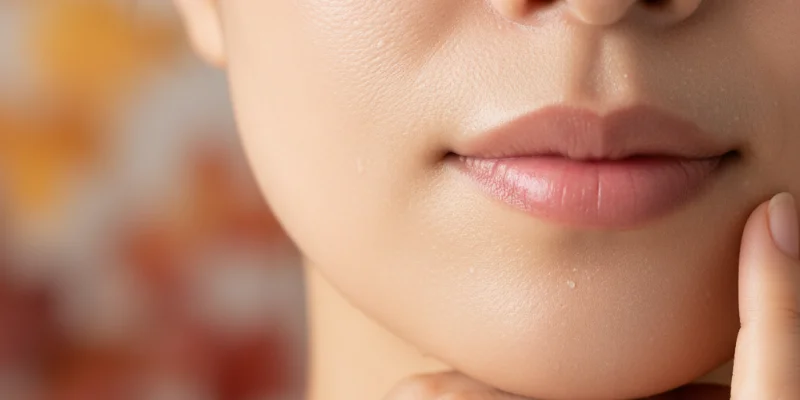 乾燥肌向け秋のスキンケアで、ビタミンC美容液を朝に使用した後の肌。使用開始1ヶ月後には変化を感じませんでしたが、2ヶ月後には肌のトーンが均一になり、透明感が増した様子。