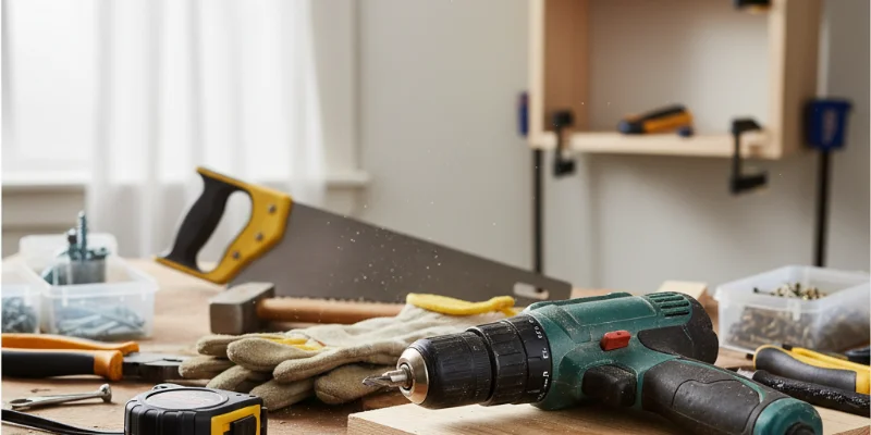 レビュアーが実際に使用した電動ドライバーやその他の工具の写真。使用感や状態がわかるように撮影されている。