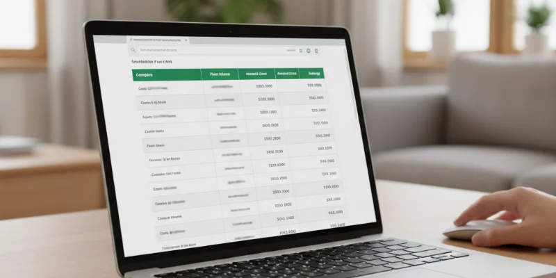 パソコン画面に表示された、複数の電力プランの料金比較表。数字はぼかし処理されている。